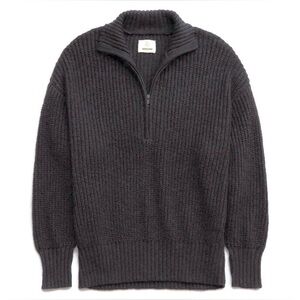 OFFLINE by aerie Chillside Quarter Zip Oversized Ribbed Knit Sweater Black Small